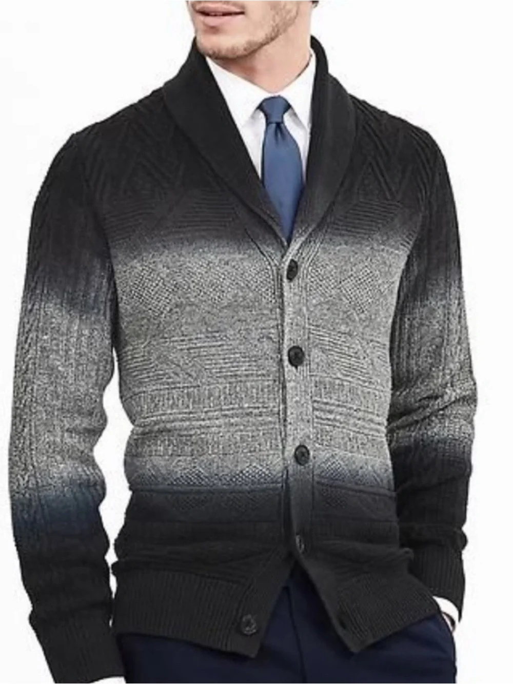 Banana Republic Heritage Collection Ombré Linen Blend Cardigan sz Large Sweater